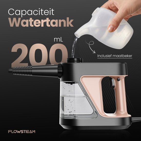 FLOWSTEAM® 9-in-1 Handdampfreiniger - Leistungsstarker Dampfreiniger und Fleckenentferner - 4 Bar und 110°C Dampf - Für Bad, Küche, Sofa und Möbel**