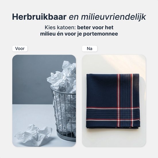 Luft Taschentücher Männer 100% Baumwolle - 14 Stück - 40x40cm - Wiederverwendbar