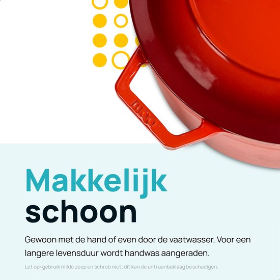 MOA Gusseisen-Kasserolle - 5,7L Eintopf - Für alle Wärmequellen inkl. Induktion - Mit Deckel - Ø 26cm - Antihaftbeschichtung - PFAS-frei - Rot