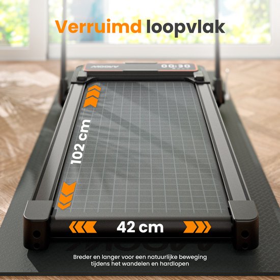 Moovv Laufband Smartstep Pro V2 - 1-12 km/h - Zusammenklappbar - 124 x 54 x 105 cm - Schwarz