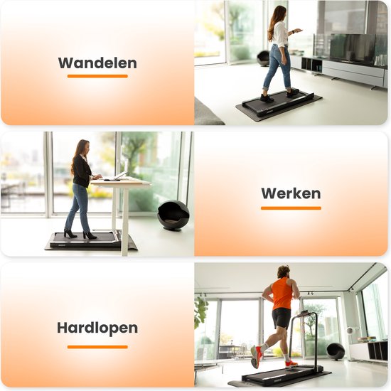 Moovv Laufband Smartstep Pro V2 - 1-12 km/h - Zusammenklappbar - 124 x 54 x 105 cm - Schwarz