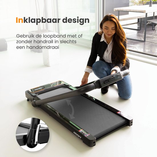 Moovv Laufband Smartstep Pro V2 - 1-12 km/h - Zusammenklappbar - 124 x 54 x 105 cm - Schwarz