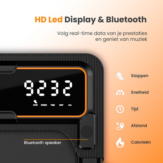 Moovv Laufband Smartstep Pro V2 - 1-12 km/h - Zusammenklappbar - 124 x 54 x 105 cm - Schwarz
