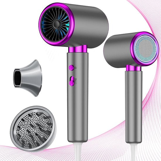 MKSS® Haartrockner mit Diffusor - Silber mit Lila