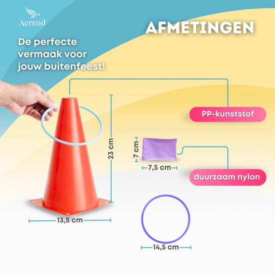 Aerend 3-in-1 Spielset für drinnen und draußen - Ringwerfen, Kegeln und Wurfsackwerfen - 26-teiliges Gartenspiel für Kinder**