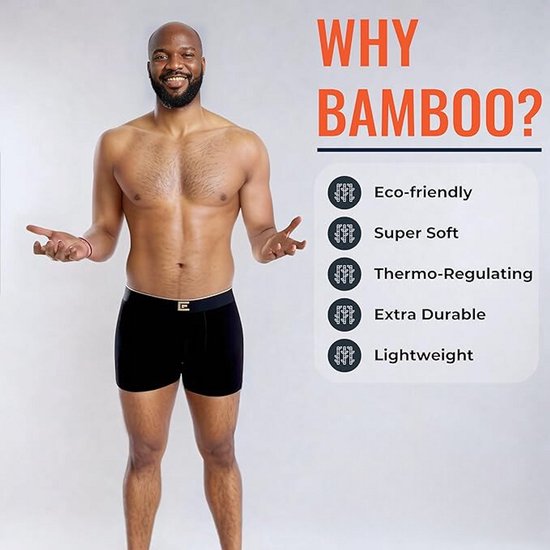 Bamboo Elements Boxershorts – 3er-Pack – Schwarz – Größe L
