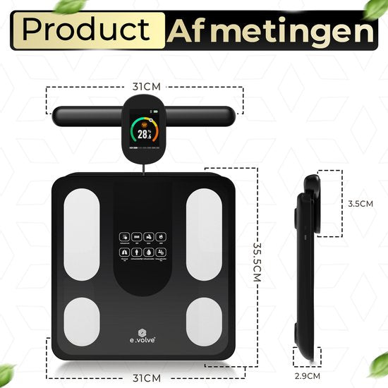 e.volve premium Personenwaage Digital Schwarz