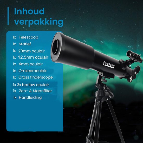 Odessey - Teleskop - Black Hole Edition - 250x Zoom - für Kinder und Erwachsene - Schwarz