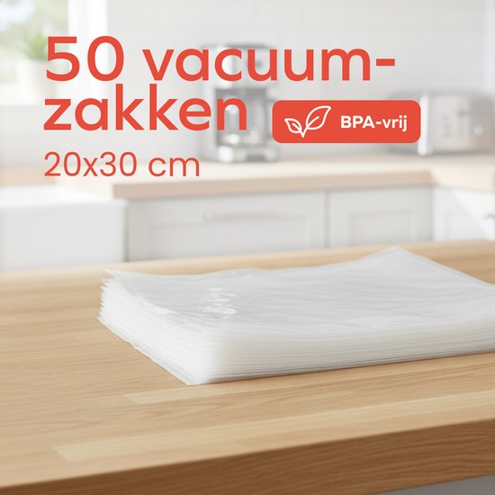 KitchenBrothers Vakuumbeutel - 50 Stück - 20x30cm - BPA-frei - Vakuumbeutel Lebensmittel - Sous vide Beutel - Für Vakuumiergerät