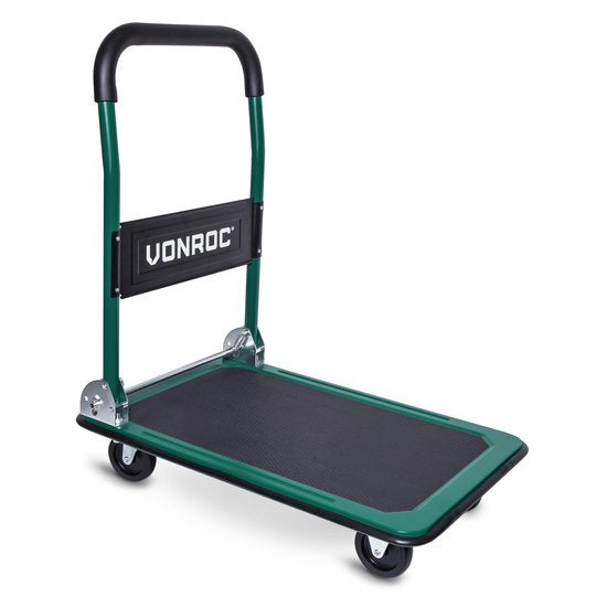 VONROC Plattformwagen - Zusammenklappbar - Max 150kg - 73x47x82 cm - Grün