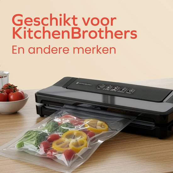 KitchenBrothers Vakuumbeutel - 50 Stück - 20x30cm - BPA-frei - Vakuumbeutel Lebensmittel - Sous vide Beutel - Für Vakuumiergerät