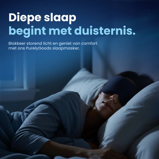 PurelyGoods® Schlafmaske - Augenmaske - Verdunkelung - Männer und Frauen - Baumwolle - Dunkelblau