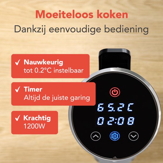 KitchenBrothers Sous Vide Stick Set - Inkl. Zubehör - 1200 W - 11 x 7,5 x 34,7 cm - Schwarz