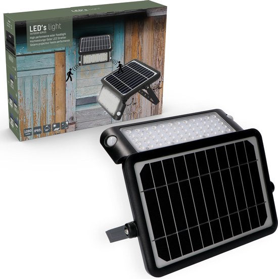 LED's Light Solar LED-Flutlicht mit Bewegungssensor - 3 Positionen - Kabellos - 1080 Lumen - Schwarz