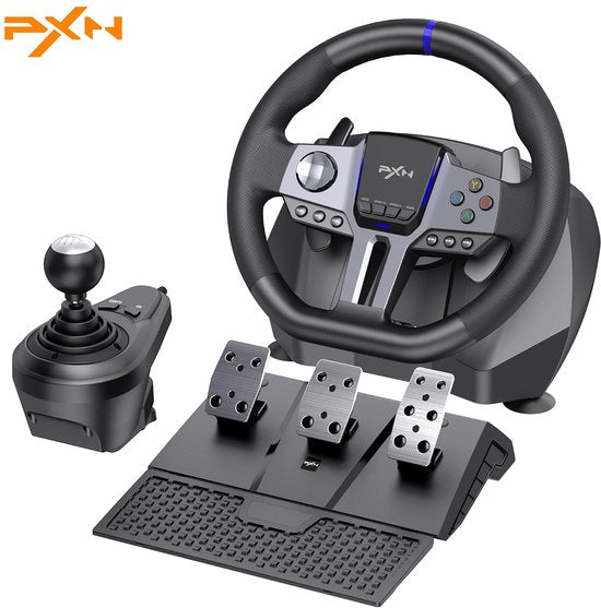 PXN Gaming-Lenkrad - V9 Gen 2 - 270/900° - Pedale - Schalthebel - Multiplattform - Schwarz