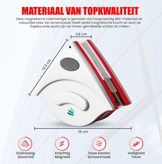 TibaGoods Magnetischer Fensterwischer für Doppelverglasung - Fensterreiniger - Magnetischer Fensterwischer