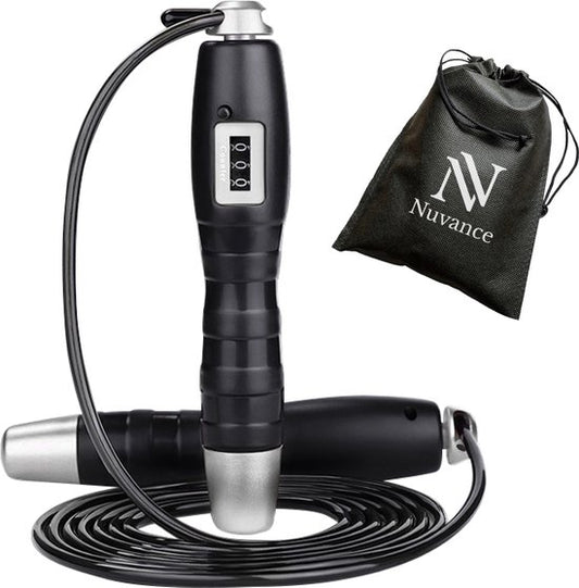 Nuvance - Springseil mit Zähler - 15W - Inklusive Kabel - Schwarz - Aluminium - 200 cm