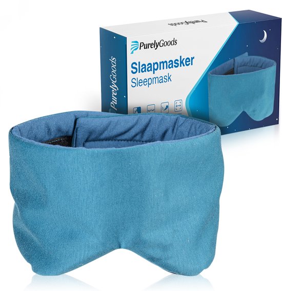 PurelyGoods® Schlafmaske - Augenmaske - 100% Verdunkelung - Schlafmaske - Männer und Frauen - verstellbar - Baumwolle - dunkelblau
