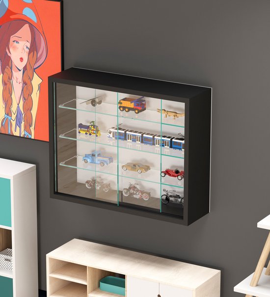 VVD Vitrine stehend hängend Wandvitrine - Schiebetüren - 50 x 40 x 13 cm