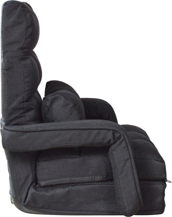 VDD Gaming Sessel - Ausklappbar zu einer Liege - 71x51x50cm - Schwarz