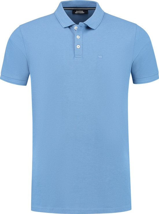 Boston Brothers Piqué Polo Shirt - Uni - Hellblau - Größe XL