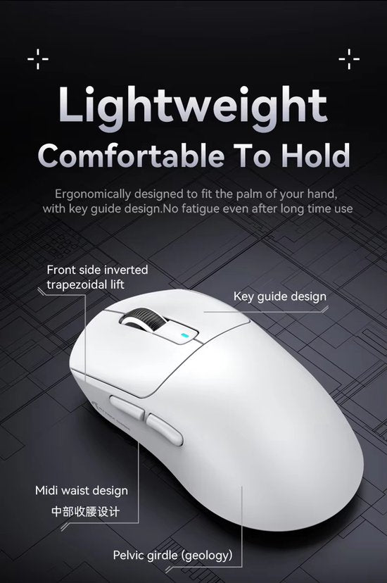 Attack Shark Gaming Maus X3 – 26000 DPI – Tri Mode 2.4G Bluetooth USB-C – 200 h Akku – Programmierbare Tasten – 49 g – Weiß