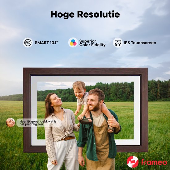 Denver Digitaler Bilderrahmen 10,1 Zoll – Holz – HD – Frameo-App – Fotorahmen – Digitaler Kalender – WLAN – 16 GB – IPS-Touchscreen – PFF1040DW