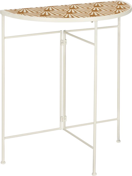 Mica Decorations Odile Outdoor-Wandtisch - L63 x B33 x H71 cm - Metall - Braun, Weiß
