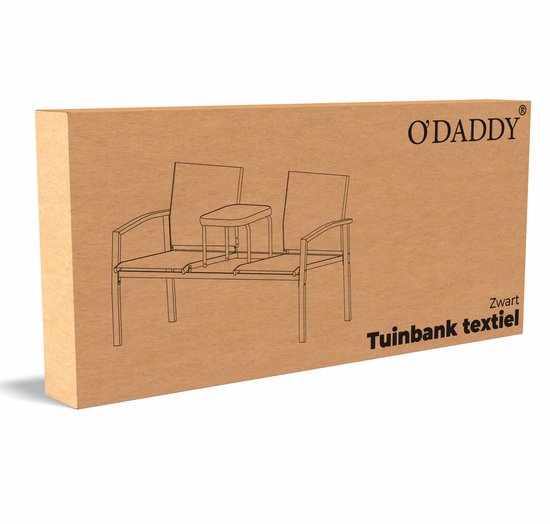 O'DADDY® Gartenbank - Gartenbänke wetterfest - Gartenbänke - Gartenbank - Gartenbank mit Tisch - Außenbank - Für 2 Personen - 142 x 57 x 82 cm - Metall - Schwarz