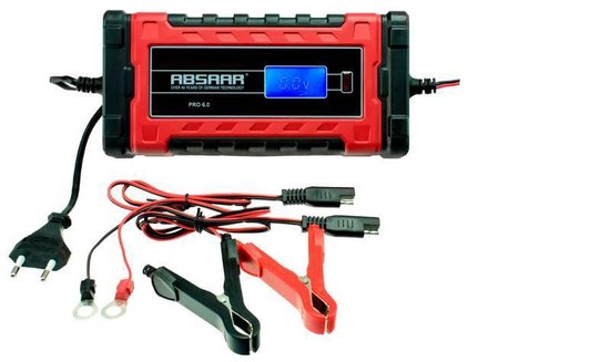Absaar Batterieladegerät Pro 6.0 (12/24 V – 6 A) 0–120/180 Ah Rot/Schwarz