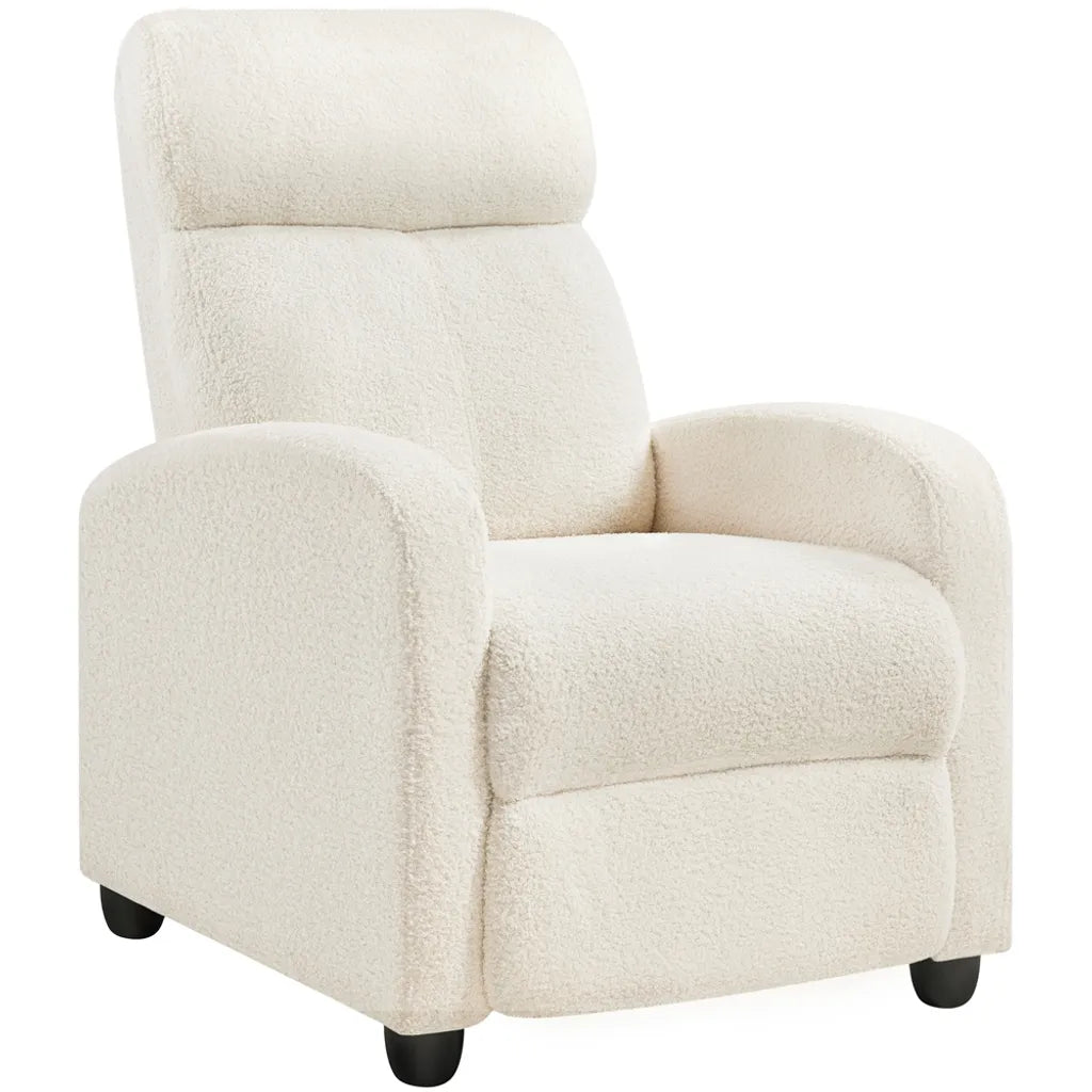 Yaheetech Relaxsessel – Verstellbare Rückenlehne – Fußstütze – Bouclé – Cremefarben