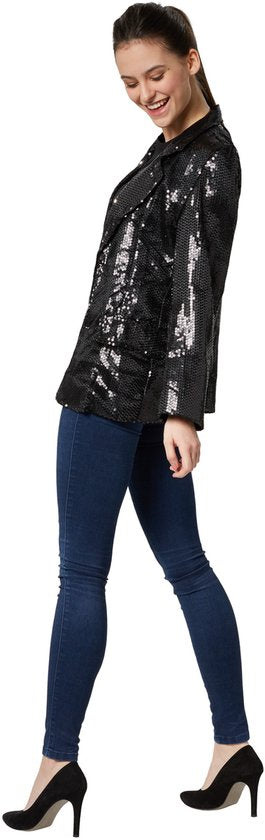 Dressforfun Faschingskostüm Paillettenmantel Schwarz – Damen – Größe L