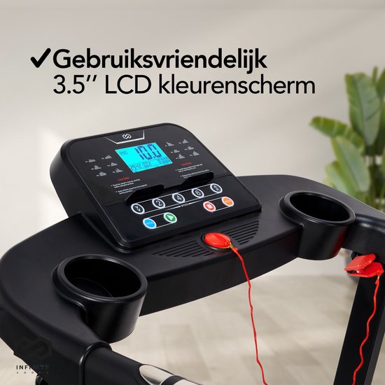 Infinity Goods - Laufband mit Neigungsfunktion - klappbar - inkl. Tablet-Halterung - bis zu 12 km/h - 132 x 60 x 117 cm - Schwarz