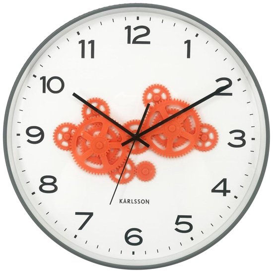 Karlsson Wanduhr „Open Gear“ – Grau – 40,8 x 40,8 x 40,8 cm – Moderne Wanduhr