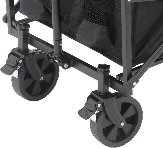 AXI SB120 Zusammenklappbarer Handwagen – Schwarz – Mit Zugstange, Bremsen und Schutzhülle – 60 kg Tragkraft – Einfach zu transportieren – Metall