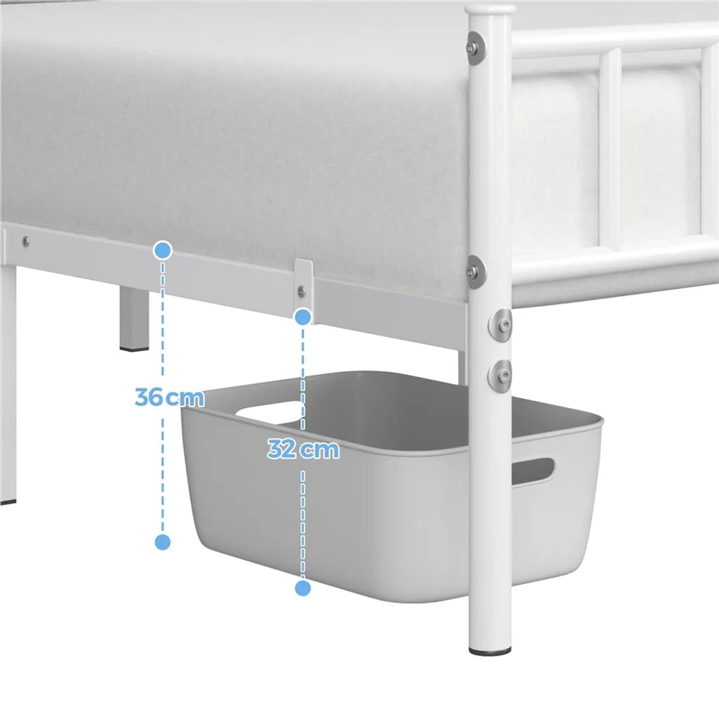 Yaheetech Metallbett 160 x 200 cm – Lattenrost – Kopf- und Fußteil – Weiß