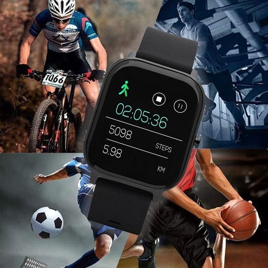 Zoluko Smartwatch für Männer & Frauen - Sportuhr mit Fitness-Tracker - Schrittzähler Uhr - Fitness Uhr - Smartwatch Android - Smartwatch iOS - Schwarz
