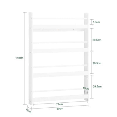 SoBuy Kinderbücherschrank – 4 Einlegeböden – 80 x 12 x 118 cm – Weiß