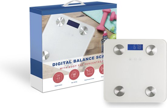 Technosmart Waagen - Personenwaage - Slim - Batteriebetrieben - 180 kg - 2 x 28 x 28 cm