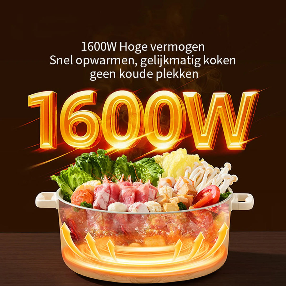 Plodon Elektrischer Hotpot 7 Liter – Multifunktionaler Kochtopf mit Antihaftbeschichtung – 1600 W – Ø 30,5 x 8,5 cm – RHG-70XVv