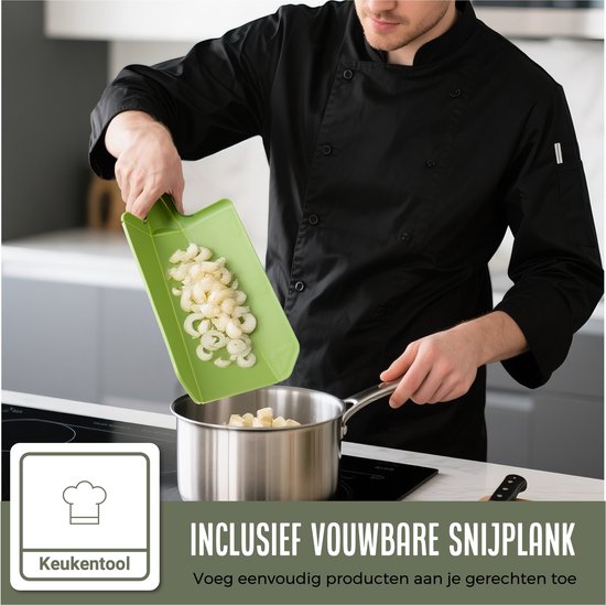 COOCK - Messerset mit Block und klappbarem Schneidebrett - Küchenmesser - Schere - Messerschärfer - 15-teiliges Küchenutensilien-Set im Messerblock - Edelstahl - mit 'Antihaft'-Beschichtung - Schwarz