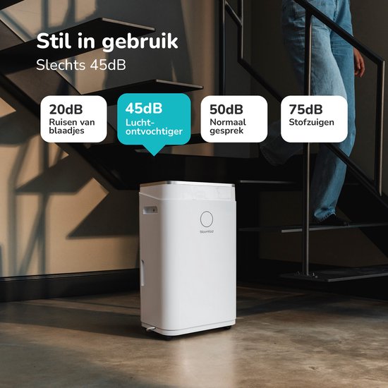 Bloomfold Luftentfeuchter - 20L pro Tag - inkl. Wasch-Trocken-Funktion - geeignet für Wohnzimmer, Schlafzimmer, Keller & Badezimmer - Luftentfeuchter - Weiß
