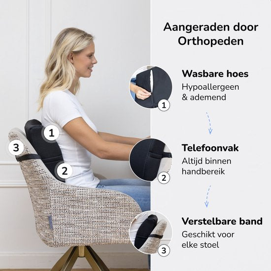 Alyze Ergonomisches Rückenkissen - Lumbalkissen Auto - Unterer Rücken - Lesekissen - Memory Foam - Rückenstütze Bett & Sofa - Orthopädisches Stützkissen mit waschbarem Bezug