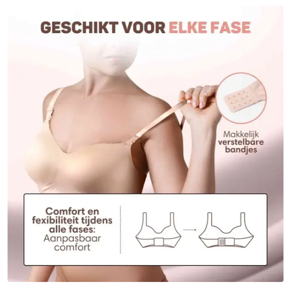 Vulpes Goods® - Still-BH ohne Bügel - Größe Large - mit Einhandverschluss und verstellbaren Trägern und OEKO-TEX® Zertifizierung - zum Stillen und für die Schwangerschaft - cremefarbenes Baumwollgemisch