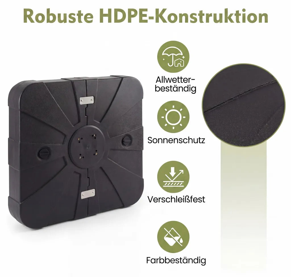 Coast Sonnenschirmständer mit Rollen – Befüllbarer Sonnenschirmständer bis 170 kg mit integriertem Metallkreuzfuß – für große Schwebeschirme – Schwarz
