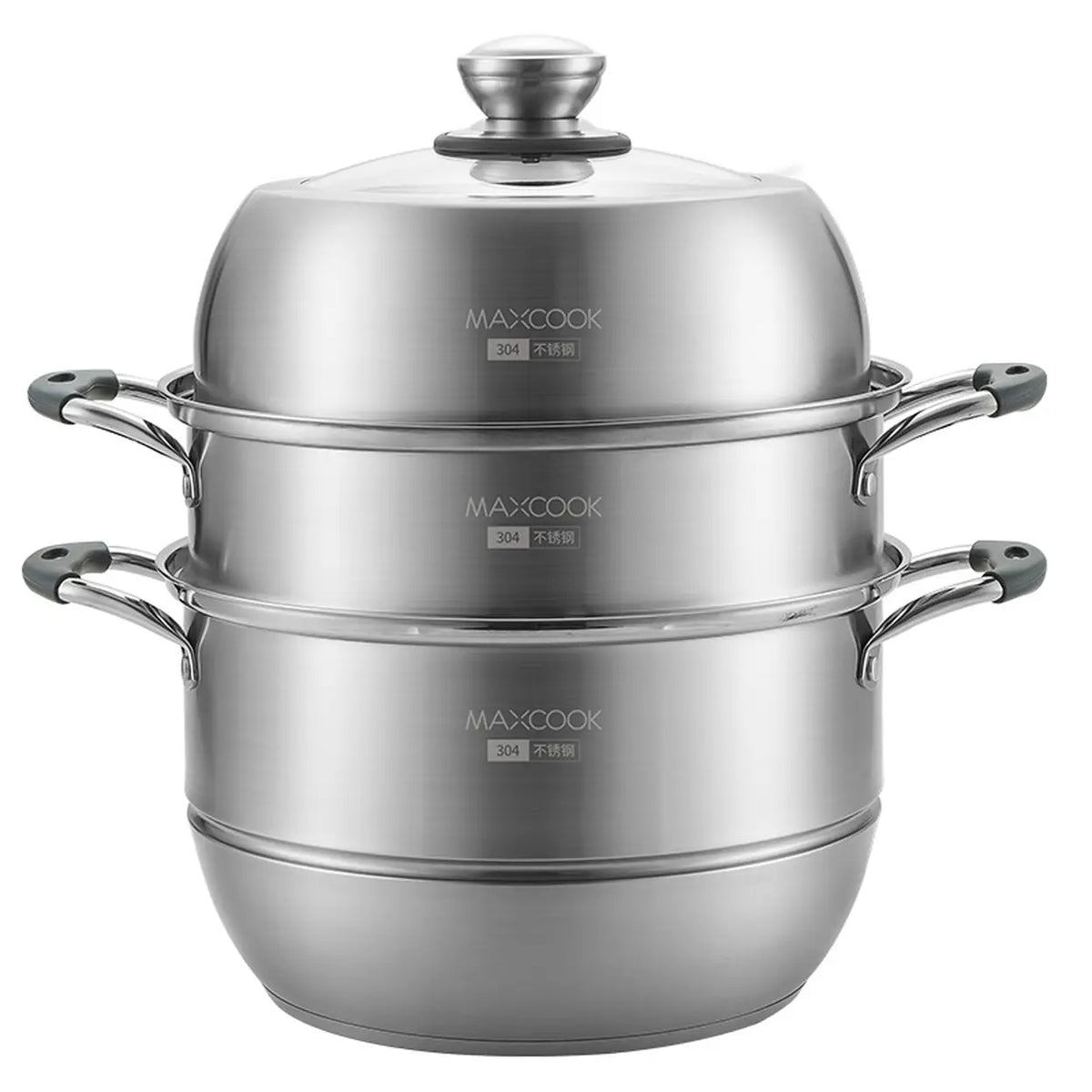 Maxcook 3-lagiger Dampfkochtopf 28 cm – Edelstahl 304 – für Induktion und Gas