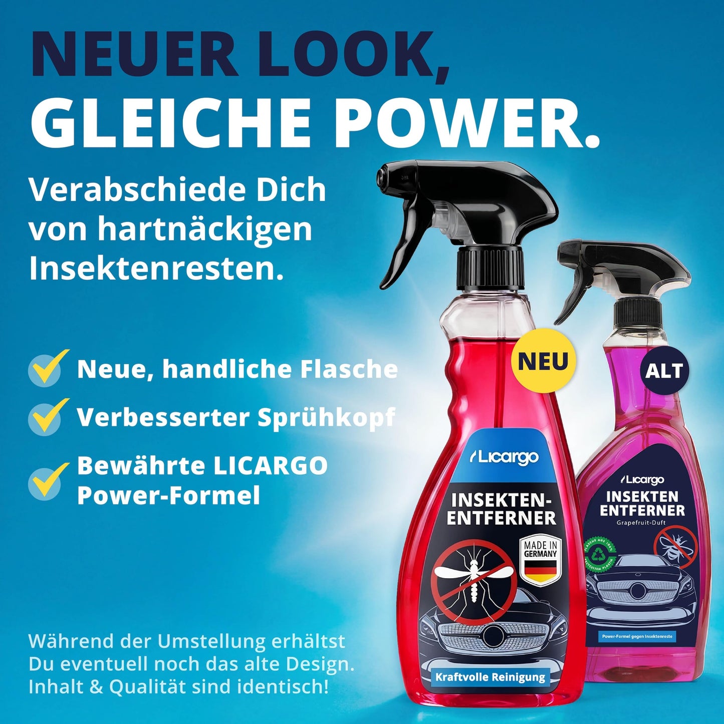 Licargo Insektenentferner – Autoreinigung und -pflege – 750 ml – für Glas und Lack – für Auto und Wohnwagen