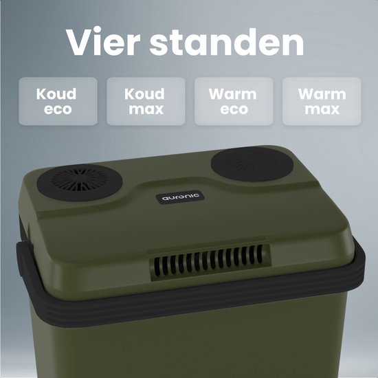 Auronic Coolbox Electric 12V und 230V - 25L - Camping-Kühlschrank - Auto - Kühlung und Heizung - Kühlbox - Grün
