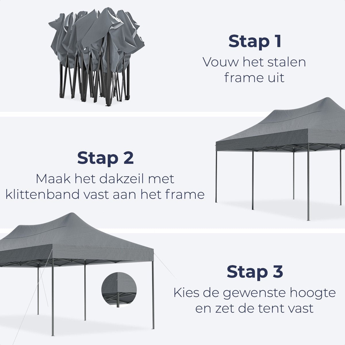 LifeGoods Partyzelt - Pavillon - 3x6 m - Seitenwände - leicht aufbaubar - faltbar - wasserdicht - Tragetasche mit Rädern - dunkelgrau
