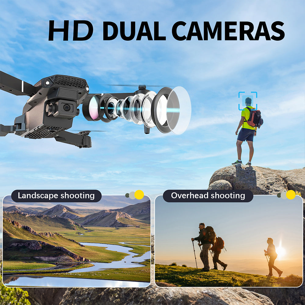 FACEGLE E88 Spielzeugdrohne – Zusammenklappbarer Quadcopter – Hochauflösende Doppelkameras